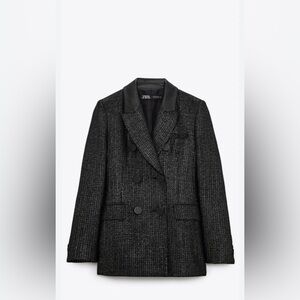 Zara metallic tailored black jacket